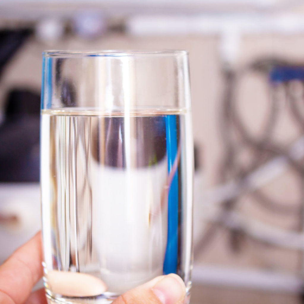 a clear glass of filtered water